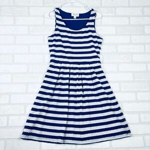 ELLE Blue White Striped‎ Sleeveless Fit and Flare Dress - Size 8